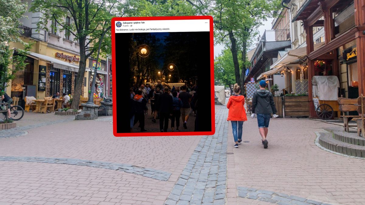 Wieczorne ujęcie z Krupówek.