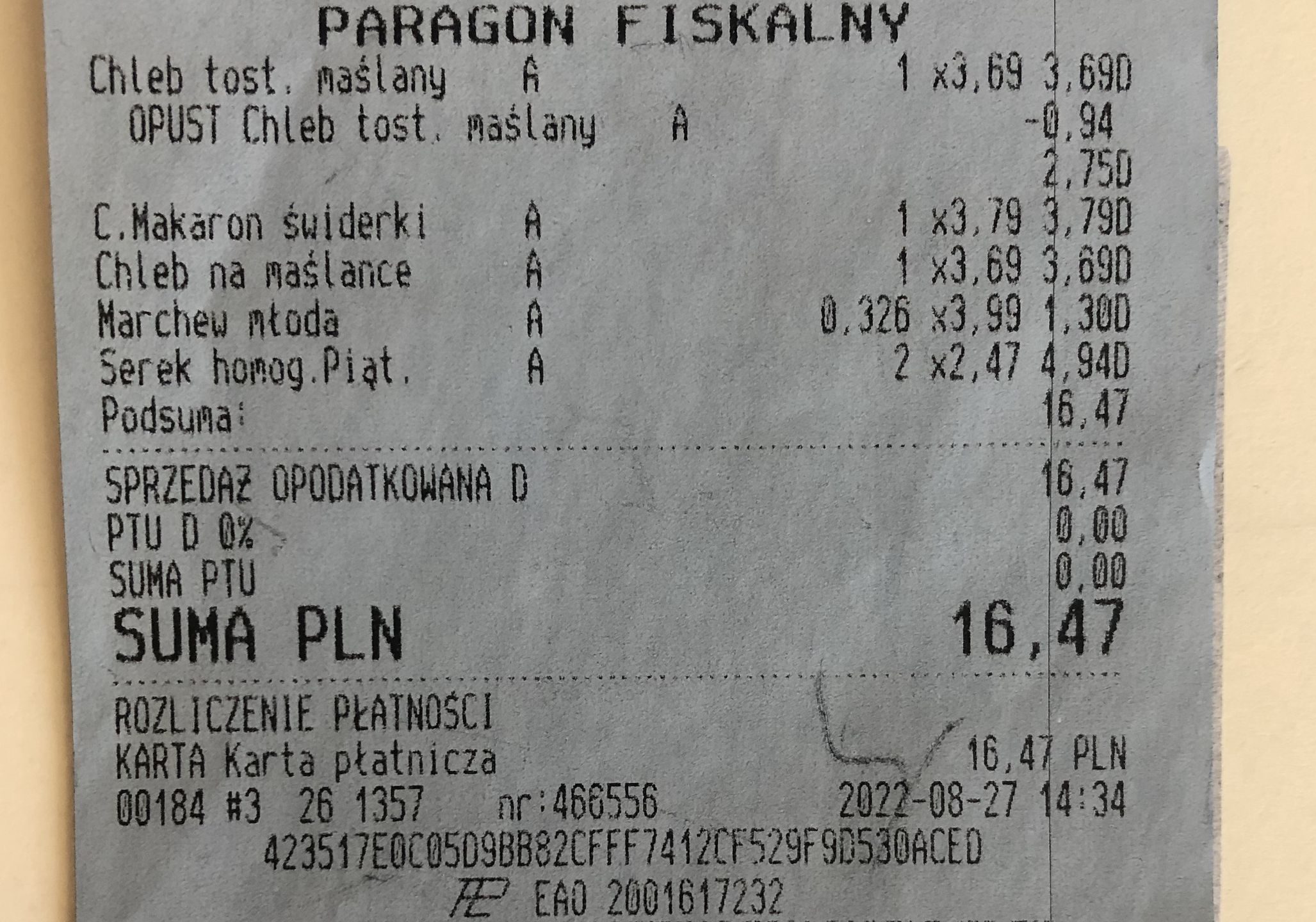 Na żywność wydałam nieco ponad 100 zł