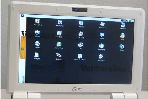 Android zainstalowany i uruchomiony na Asusie Eee PC 1000H