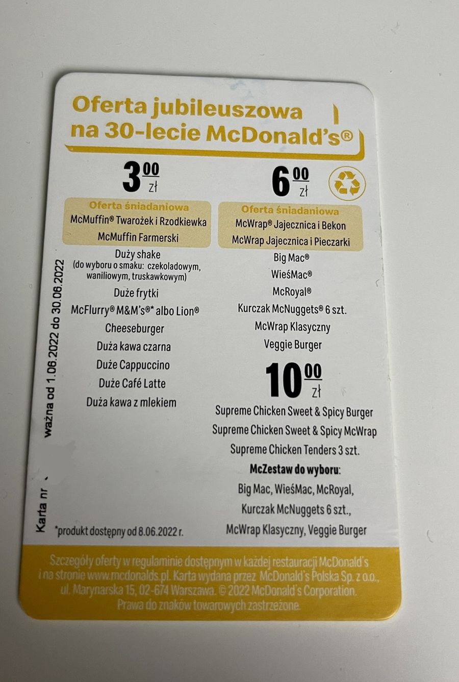 Bonifikarta pracownicza McDonald's