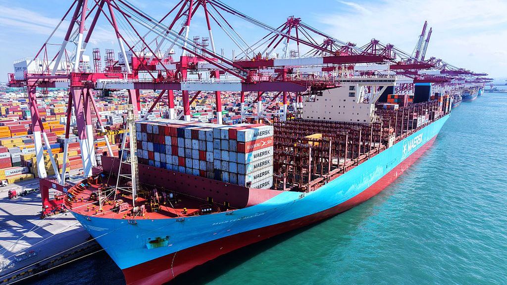China Import And Export of Goods Trade Growth in H1 2025
QINGDAO, CHINA - JULY 14, 2025 - A cargo ship is loading and unloading foreign trade containers at Qingdao Port in Qingdao City, Shandong Province, China on July 14, 2025. (Photo credit should read CFOTO/Future Publishing via Getty Images)
CFOTO