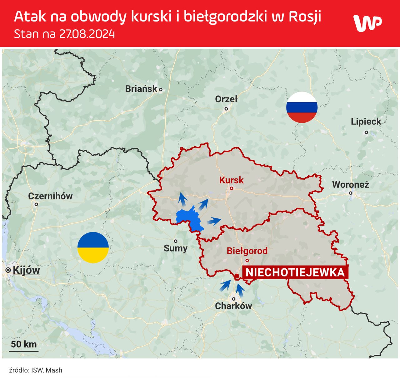 Sytuacja w obwodach kurskim i biełgorodzkim w Rosji 