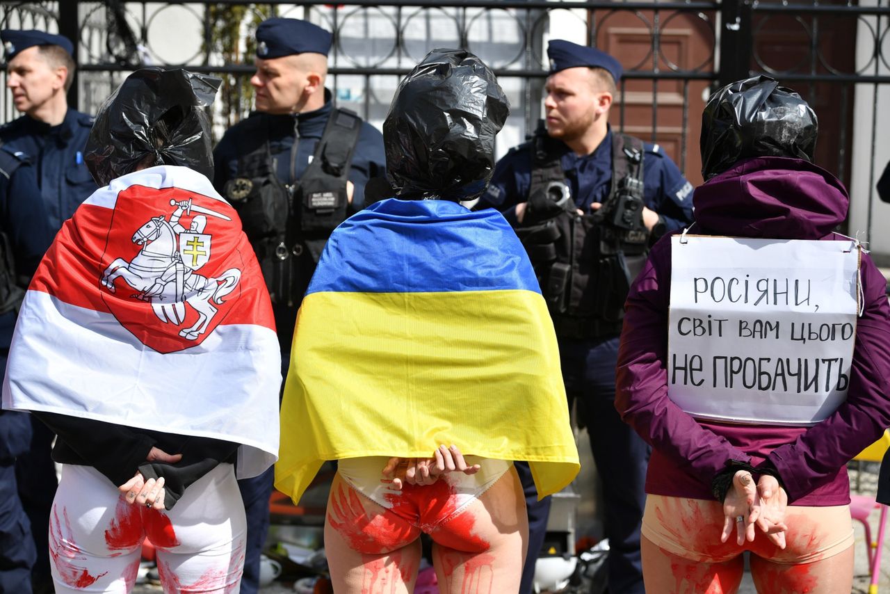 Polki, Ukrainki i Białorusinki protestują w Gdańsku przeciwko działaniom Rosjan 