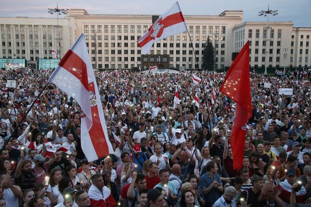 Mińsk, protesty przeciwko rządom Aleksandra Łukaszenki (fot. Misha Friedman/Getty Images)