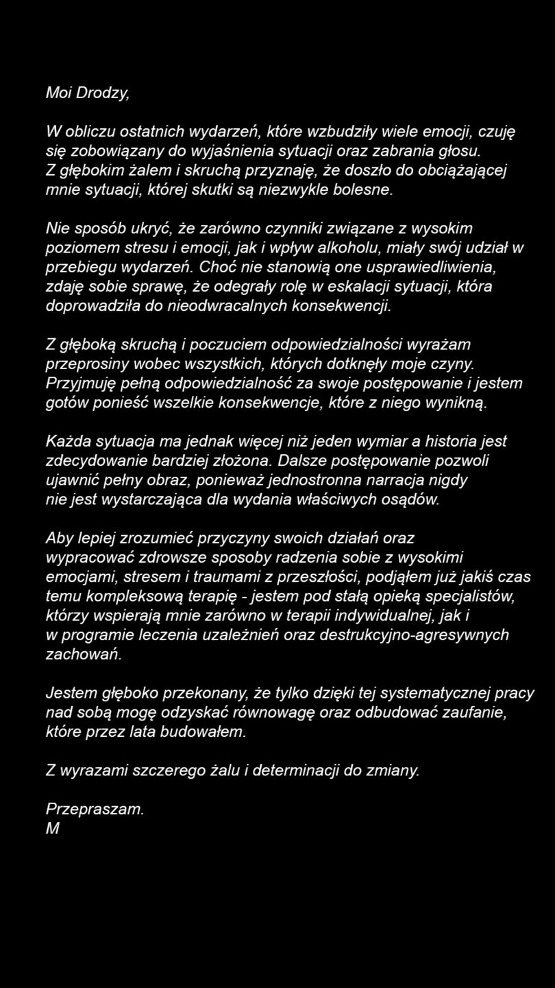 Oświadczenie Macieja Borowicza