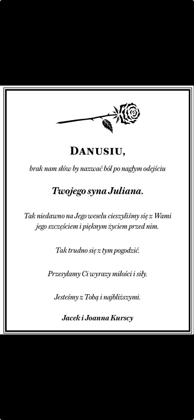 Jacek Kurski i Joanna Kurska złożyli kondolencje Danucie Holeckiej