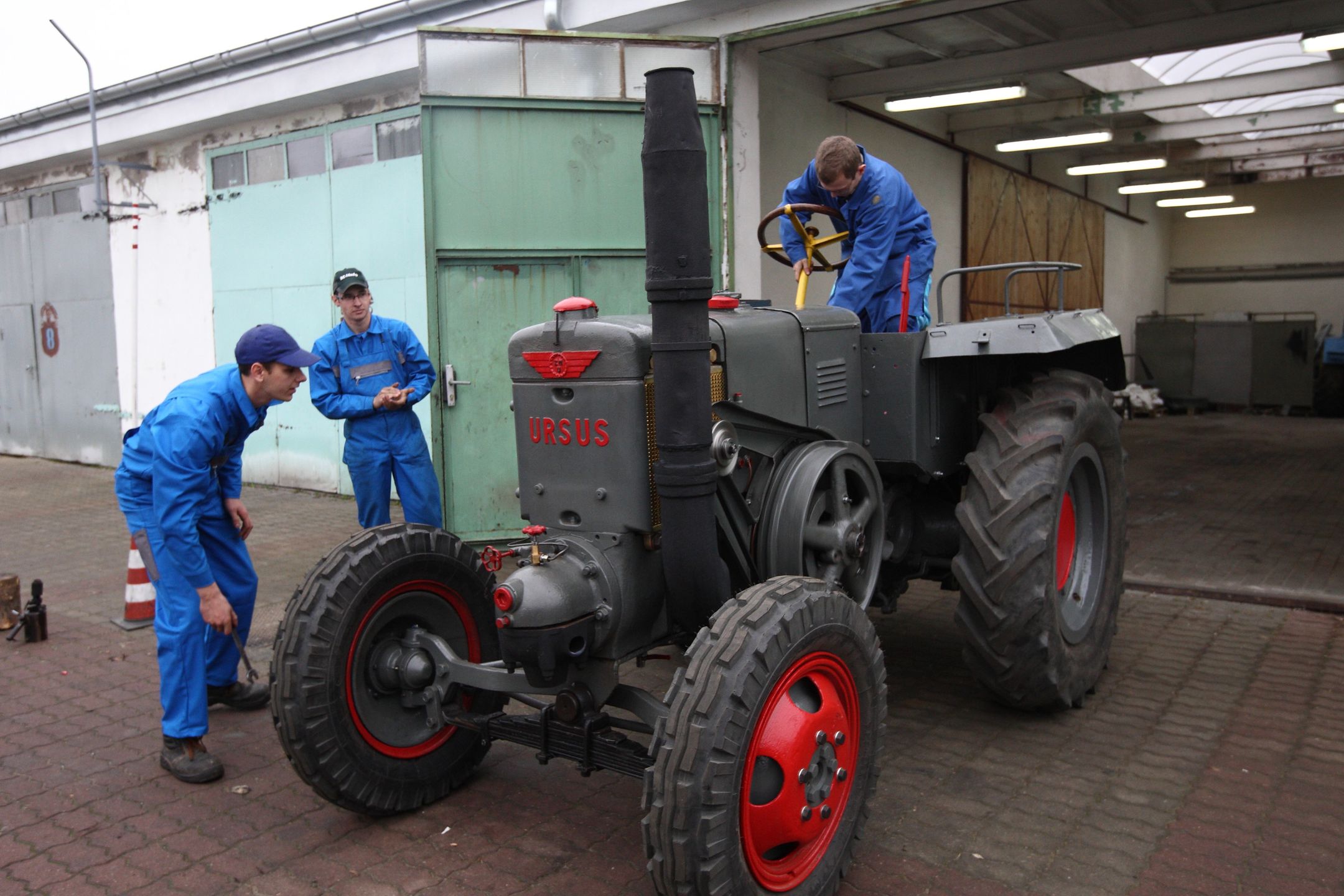 Historical Ursus C451 tractor restored by the students in Rusocin
Rusocin, Poland 6th, November 2014 Student of the school of agricultural mechanization in Rusocin restored historic farm tractor Ursus C451. Tractor was destroyed, and standing as a sculpture in front of the school for several years. Now after a year of hard work it is fully functional and riding. (Photo by Michal Fludra/NurPhoto) (Photo by NurPhoto/NurPhoto via Getty Images)
NurPhoto
agriculture:CB2, student:CB2, education:CB2, tractor:CB2, restoring:CB2, Poland:CB2, farm tractor:CB2, rusocin:CB2, c451:CB2, ursus c451:CB2, polish tractor:CB2, historical tractor:CB2
