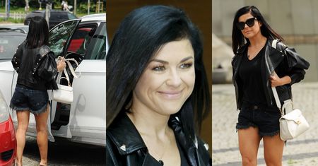 Rockowa Katarzyna Cichopek opuszcza gmach TVP po nagraniu "Pytania na śniadanie" i pospiesznie czmycha do auta (ZDJĘCIA)