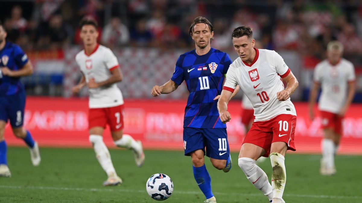 PAP / Piotr Nowak / Piotr Zieliński w meczu Chorwacja - Polska w Lidze Narodów UEFA