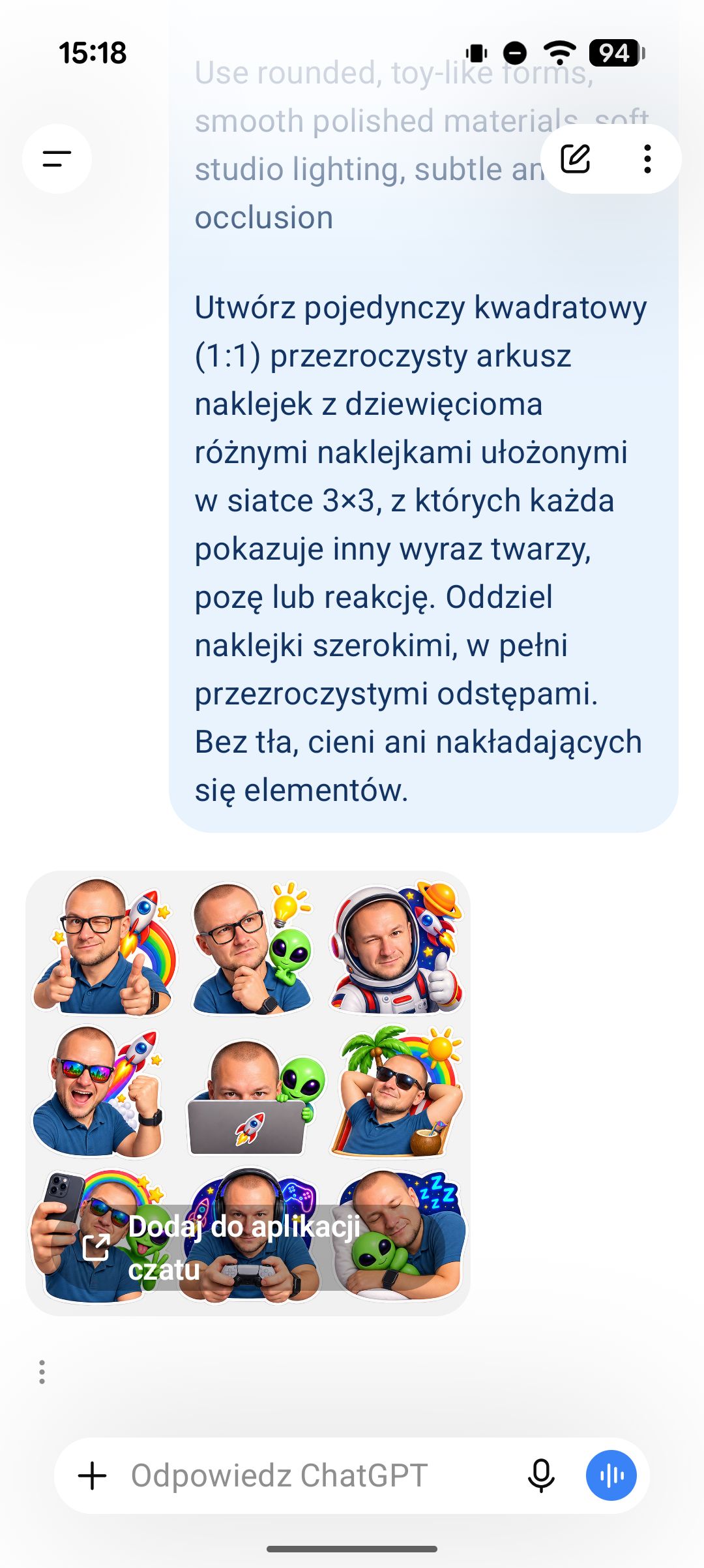 Generator naklejek z ChatGPT