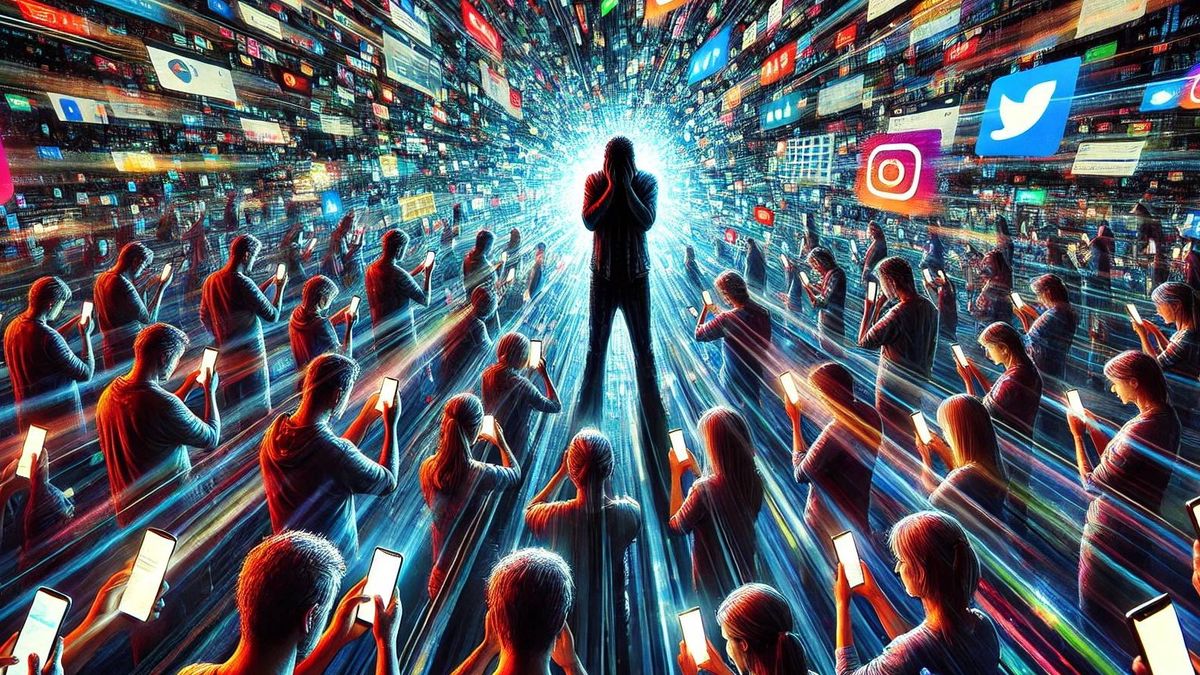 Przebodźcowanie dużym problemem (obraz wygenerowany przez AI)