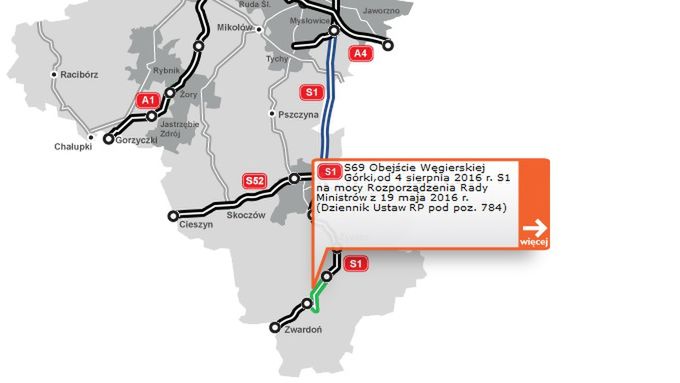 Odcinek ominie Węgierską Górkę