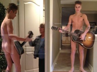 GOŁY BIEBER Z GITARĄ biega po domu i straszy własną babcię! (FOTO)