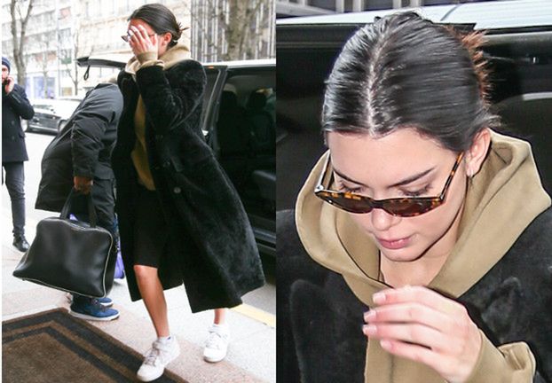 Poirytowana Kendall Jenner zakrywa twarz przed paparazzi