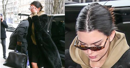 Poirytowana Kendall Jenner zakrywa twarz przed paparazzi