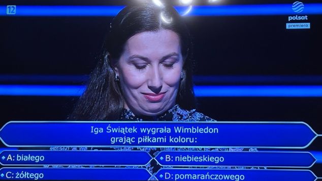 Na zdjęciu: pytanie o Igę Świątek w 'Milionerach' (fot. X)