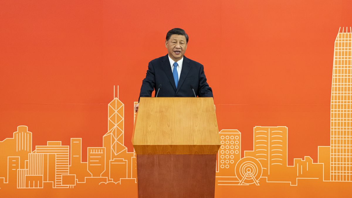 Chinese President Xi Jinping Arrives in Hong Kong for the 25th Anniversary the City's Handover to China
Xi Jinping, China's president, speaks at the West Kowloon Station in Hong Kong, China, on Thursday, June 30, 2022. Xi arrived in Hong Kong for its 25th anniversary of Chinese rule, in his first trip to the city since overseeing twin crackdowns on political dissent and Covid-19 that risked the former British colonys future as an international center of commerce. Photographer: Justin Chin/Bloomberg via Getty Images
Bloomberg
handover, chinese, hk25, east asian, china