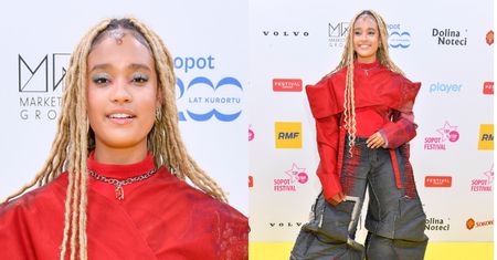 15-letnia Sara James w GIGANTYCZNYCH SPODNIACH pozuje na ściance podczas Top of the Top Sopot Festival 2023 (ZDJĘCIA)