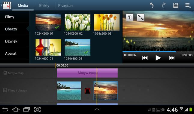 Edytor wideo w Galaxy Tabie 2 7.0 (fot. wł.)