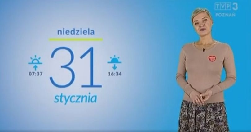 Prezenterka pogody w TVP zwolniona przez serduszko WOŚP na bluzce