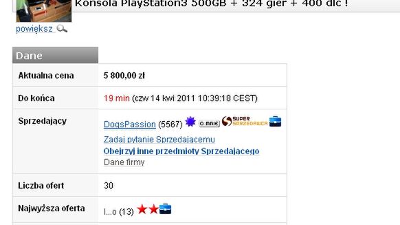Za 19 minut koniec aukcji prawdopodobnie największego zestawu PlayStation 3 w Polsce 1