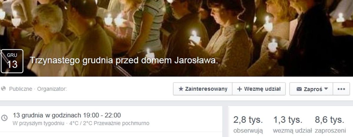 "13 grudnia przed domem Jarosława". Milczący protest przeciw działaniom władz
