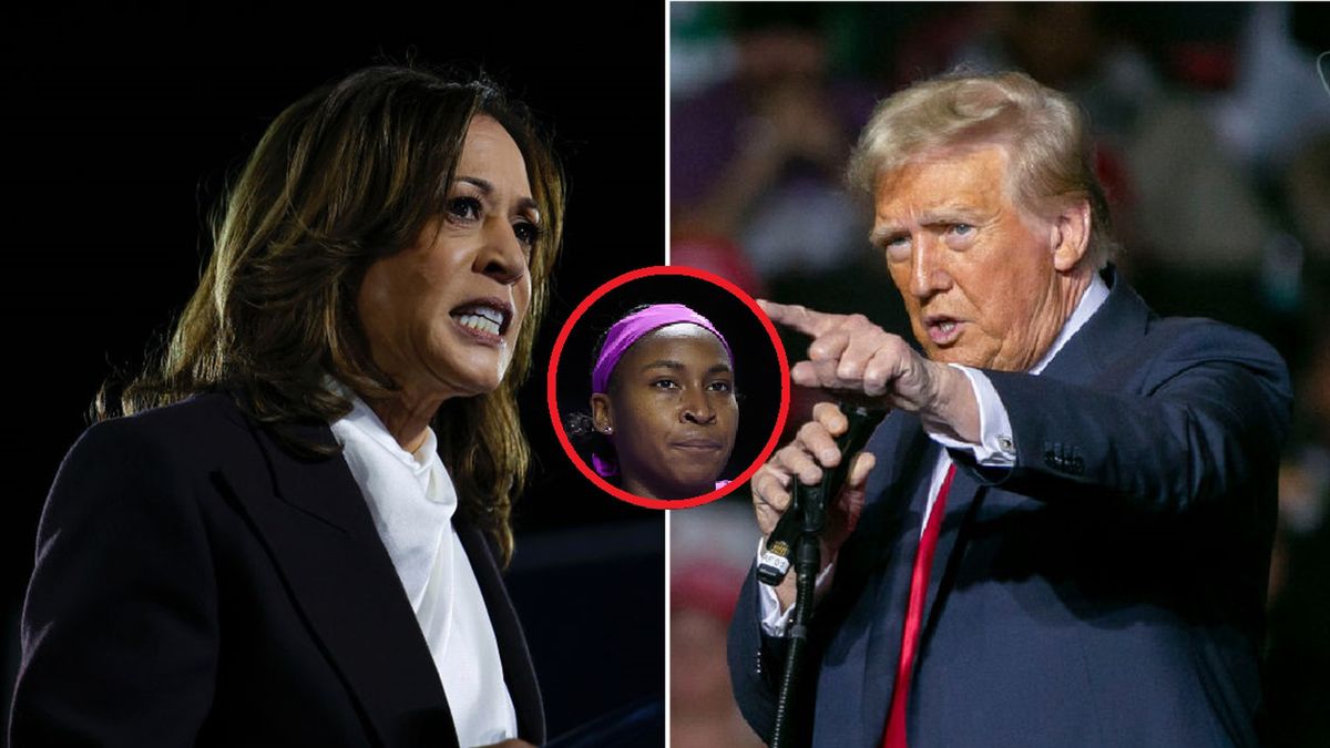 Getty Images / Na głównym: Kamala Harris i Donald Trump, w kółku: Coco Gauff