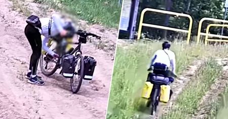 Podejrzany rowerzysta na granicy z Rosją. Kamery nagrały jego zachowanie