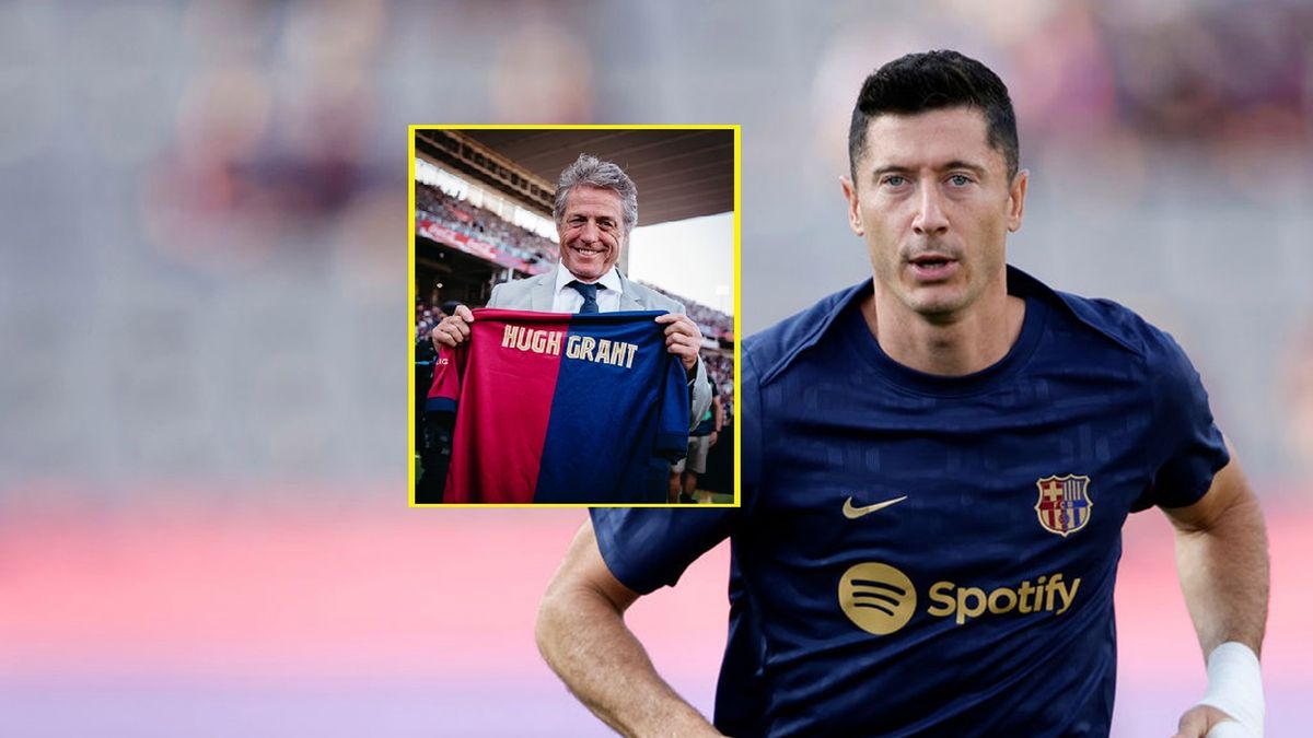 Zdjęcie okładkowe artykułu: Materiały prasowe / FCBarcelona i  Rico Brouwer/Soccrates/Getty Images / Na zdjęciu: Robert Lewandowski i Hugh Grant (w prostokącie)