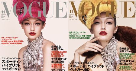 Gigi Hadid pozuje w futrzanych czapkach