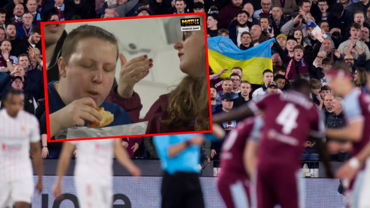 Zdjęcie okładkowe artykułu: Getty Images / Federico Maranesi/MI News/NurPhoto  / Ukraińska flaga na stadionie podczas meczu Ligi Europy West Ham United - Sevilla, w kwadracie przekaz z rosyjskiej telewizji Match TV