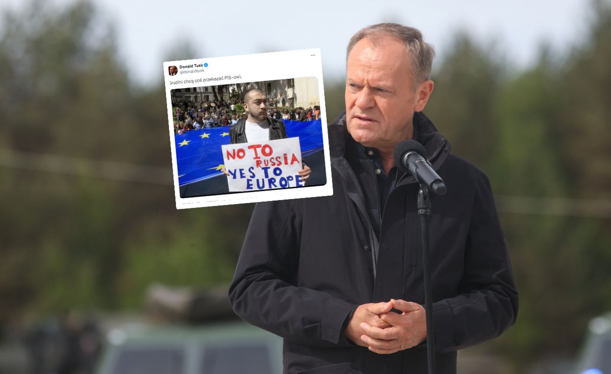 Donald Tusk zamieszczając zdjęcie z protestów w Gruzji nawiązał do sytuacji politycznej w Polsce