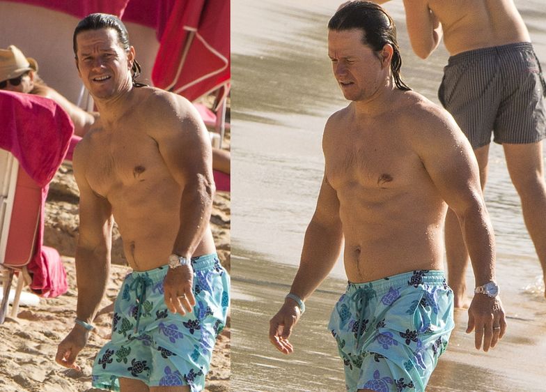 Mark Wahlberg bez koszulki na plaży