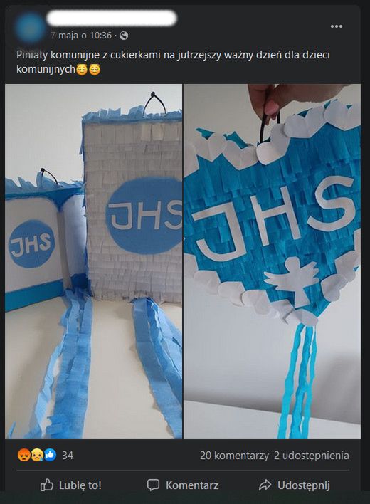 Piniata komunijna wywołała oburzenie wśród internautów