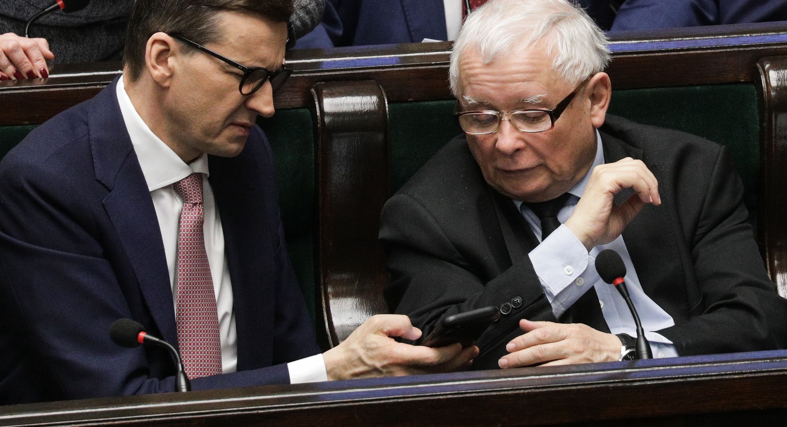 Warszawa 28.04.2022. 53. Posiedzenie Sejmu IX kadencji. N/z Mateusz Morawiecki, Jaroslaw Kaczynski.