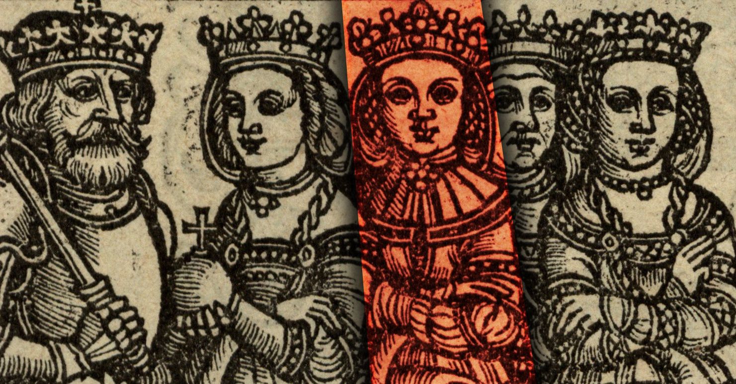 Anna Cylejska wśród żon Władysława Jagiełły.  Schematyczne przedstawienie z początku XVI wieku.