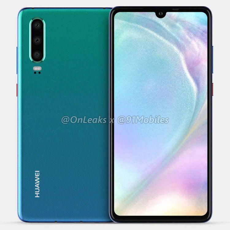 Huawei P30  -  wizualizacja na podstawie przecieków