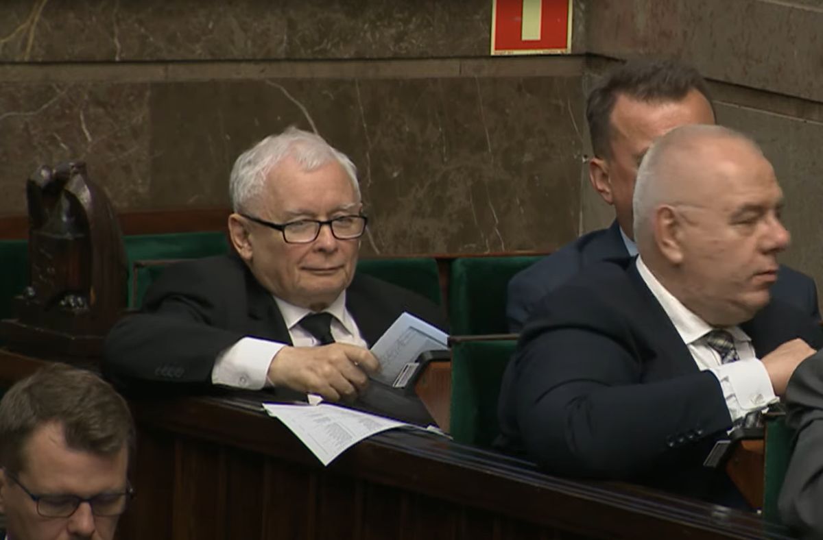 Reakcja Jarosława Kaczyńskiego po głosowaniu