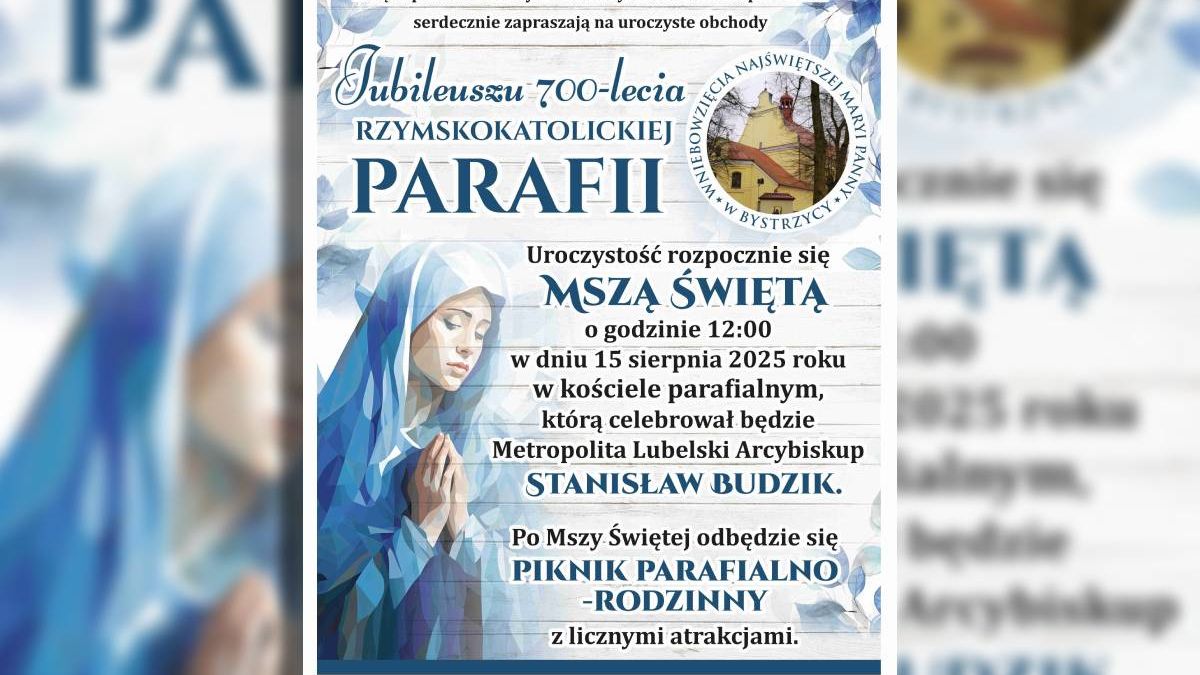 Plakat 700-lat Parafii w Bystrzycy