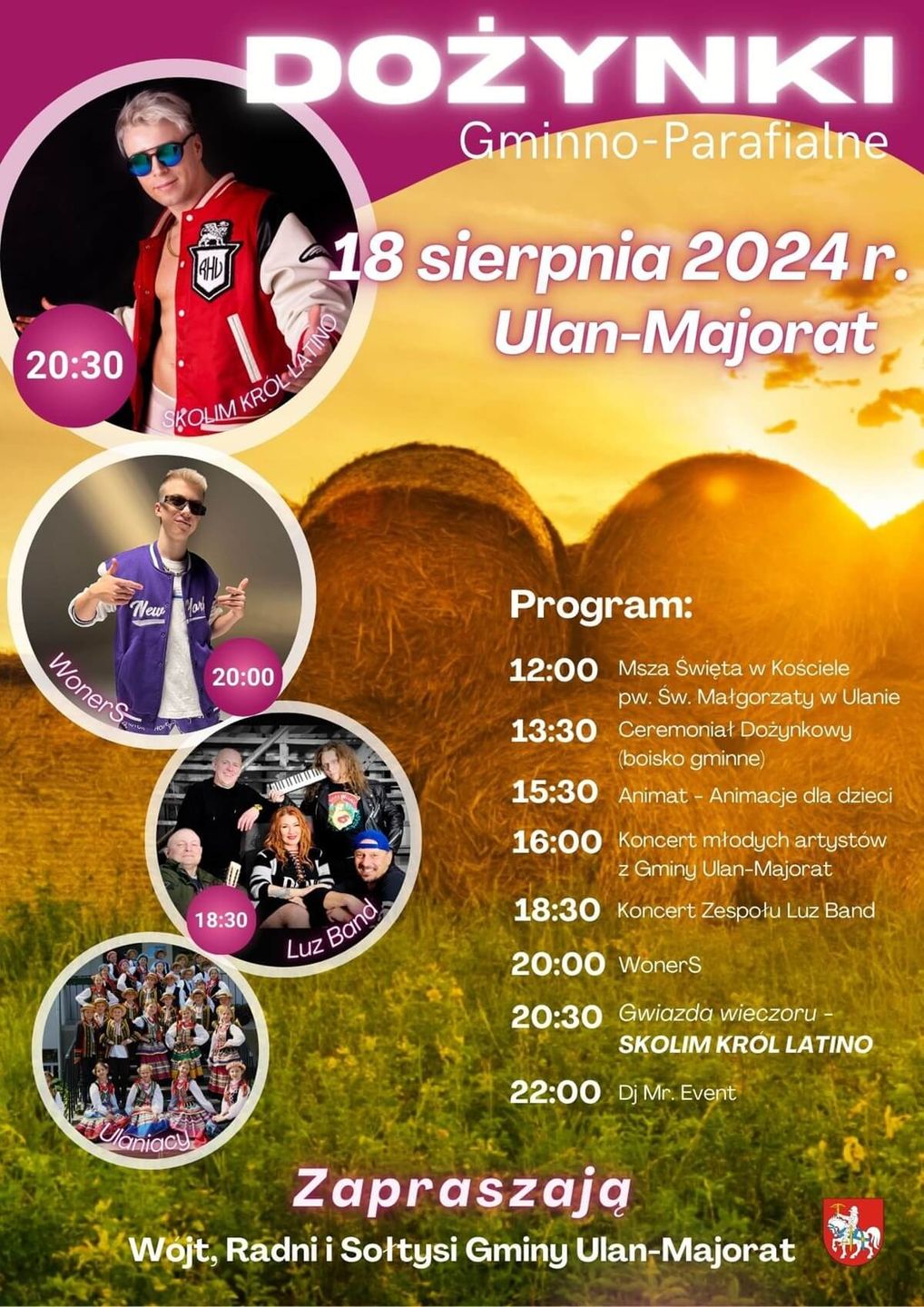Dożynki w Ulanie-Majoracie 2024 - plakat, program wydarzenia