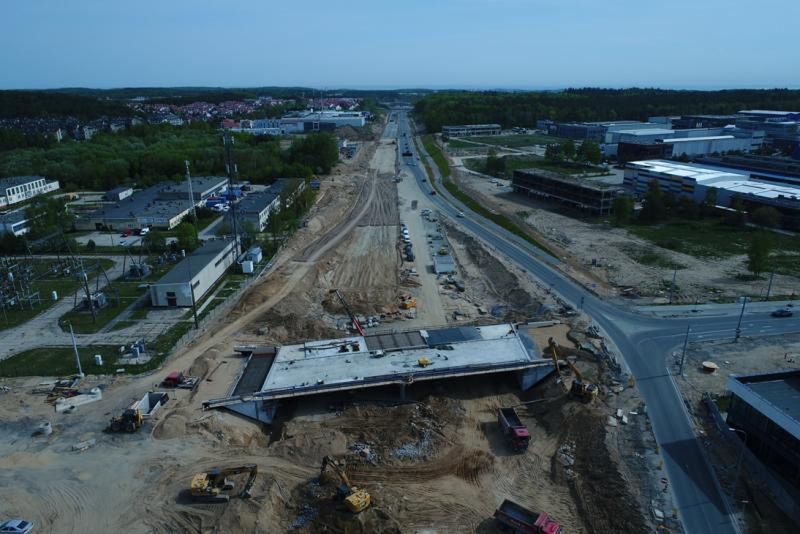 Budowa drogi ekspresowej S6 na odcinku Strzebielino - Gdynia, stan na maj 2022