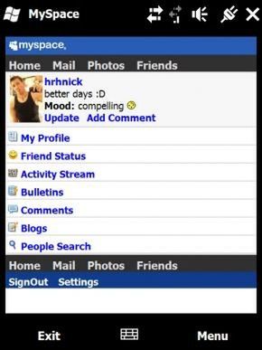 Widżet Myspace dla Windows Mobile 1