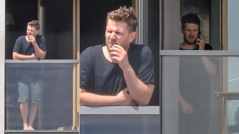 Antek Królikowski relaksuje się na balkonie z Izabelą