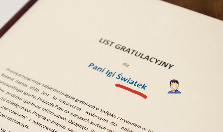 W liście gratulacyjnym zrobiono błąd (Twitter)