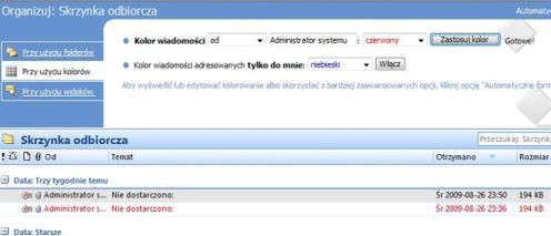 Outlook - wyróżnij kolorem poszczególne e-maile