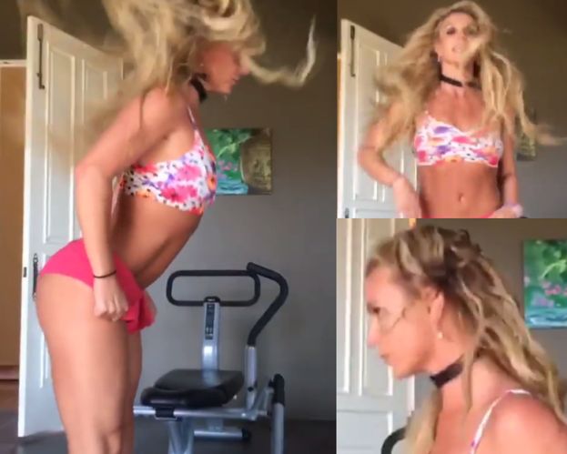 Britney Spears tańczy przed lustrem w szortach (WIDEO)
