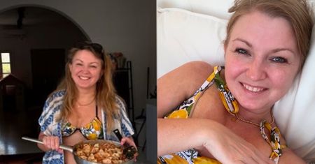Naturalna Mama Ginekolog nadaje z Santorini i pokazuje fotkę w bikini