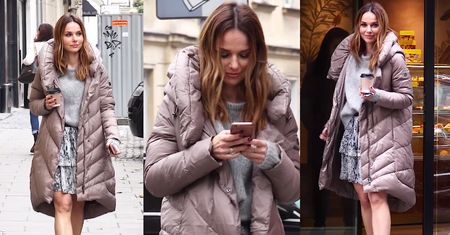 Paulina Sykut w puchowej kurtce idzie do cukierni. Stylowa?