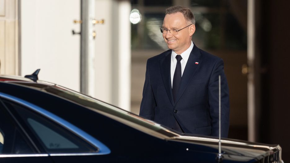Andrzej Duda president of Poland during official welcome ceremony of the President of the Swiss Confederation in Warsaw, Poland on October 17, 2024. (Photo by Foto Olimpik/NurPhoto via Getty Images)