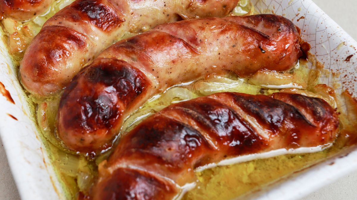 Pieczona biała kiełbasa